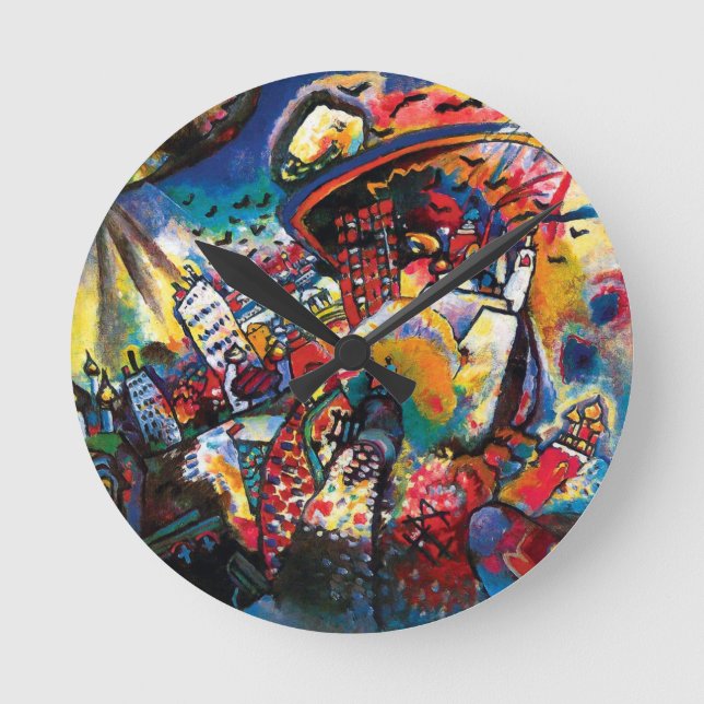 Wassily Kandinsky - Moskauer Stadtbild Abstrakt Ar Runde Wanduhr (Vorderseite)