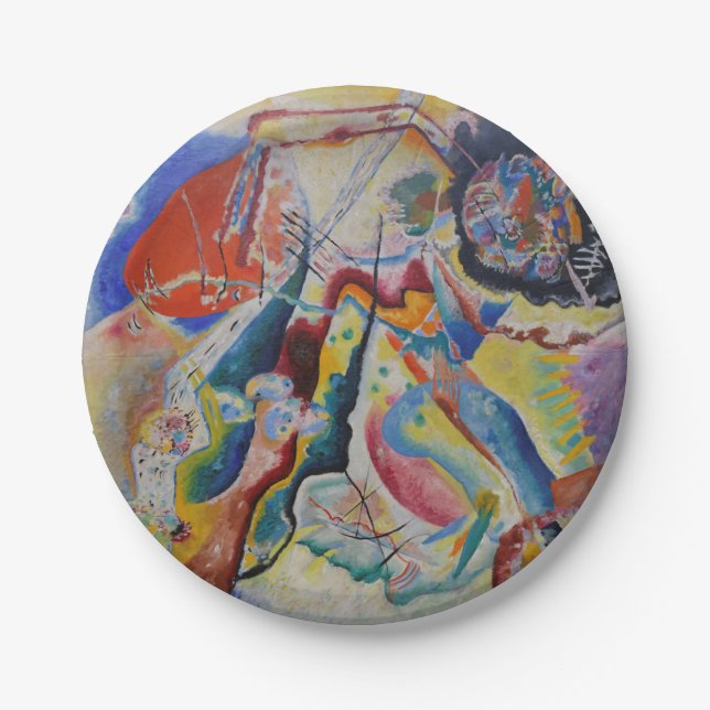 Wassily Kandinsky Roter Fleck Klassische Abstrakte Pappteller (Vorderseite)