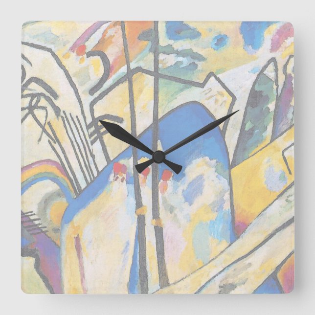 Wassily Kandinsky Zusammensetzung vier - abstrakte Quadratische Wanduhr (Vorderseite)