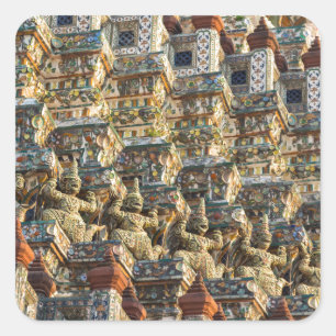 Wat Arun Tempel in Bangkok Thailand Quadratischer Aufkleber