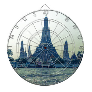 Wat Arun Tempel mit Fluss Thailand Bangkok Dartscheibe