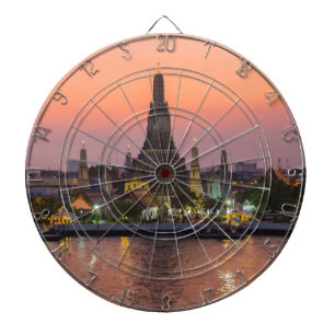 Wat Arun Temple Bangkok Thailand bei Sonnenunterga Dartscheibe