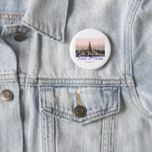 Wat Arun Temple Bangkok Thailand Sunset Souvenir Button