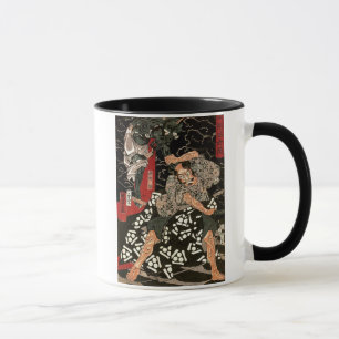 Watanabe Tsuna kämpft gegen einen Dämon, Utagawa K Tasse