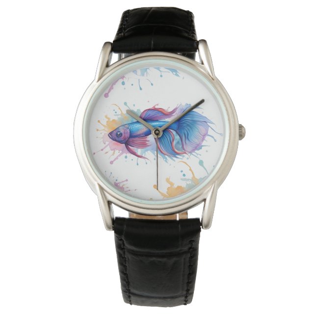 Watch - Aquarellreihe: Betta Fish Armbanduhr (Vorderseite)