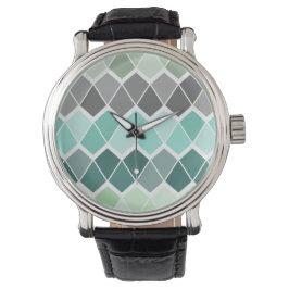 Watch - Blaues, graues und weißes geometrisches Mu Armbanduhr