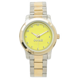 Watch - Gelbe 3D-Grafik mit Name Armbanduhr