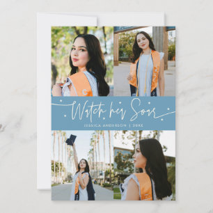 Watch Her Soar Multi Foto Denim Blau Abschluss Ankündigung
