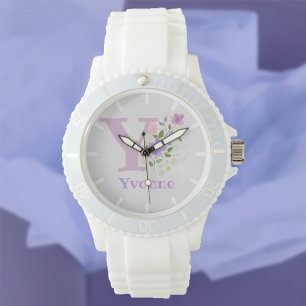 Watch in a Floral Design with Name & Initial Armbanduhr