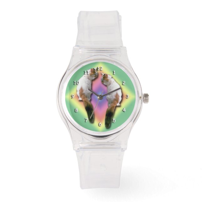 Watch - Katzen und Regenbogen Diamond Armbanduhr (Vorderseite)