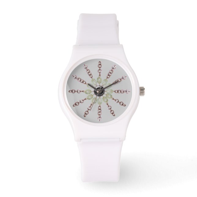 Watch - Kupferketten und Glasperlen Armbanduhr (Vorderseite)