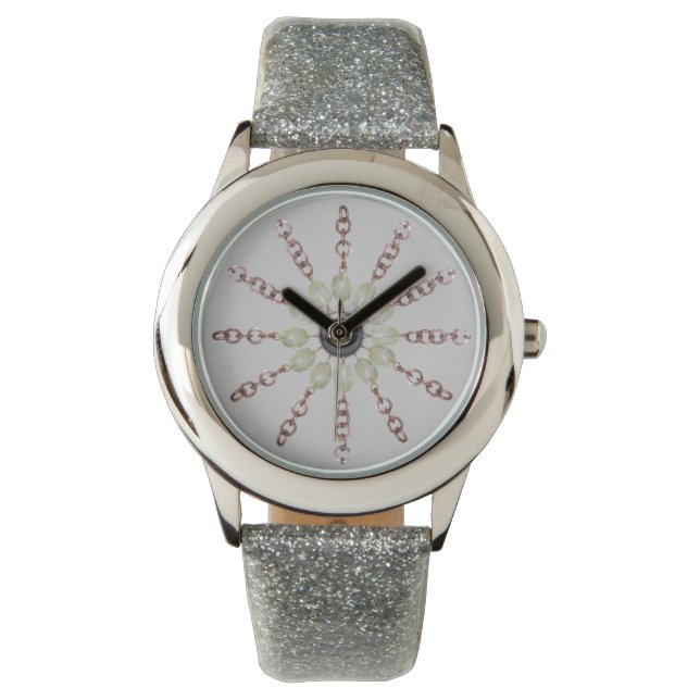 Watch - Kupferketten und Glasperlen Armbanduhr (Vorderseite)