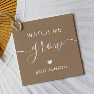 Watch Me Grow, Pflanze Baby Shower Anhänger, Kraft Geschenkanhänger