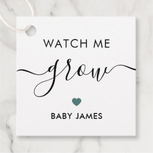 Watch Me Grow, Pflanze Baby Shower Tag, grau Aquam Geschenkanhänger