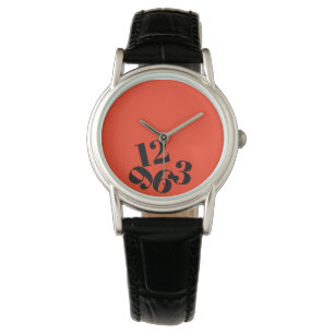 Watch - Orange Background Large Numbers Fallen Armbanduhr