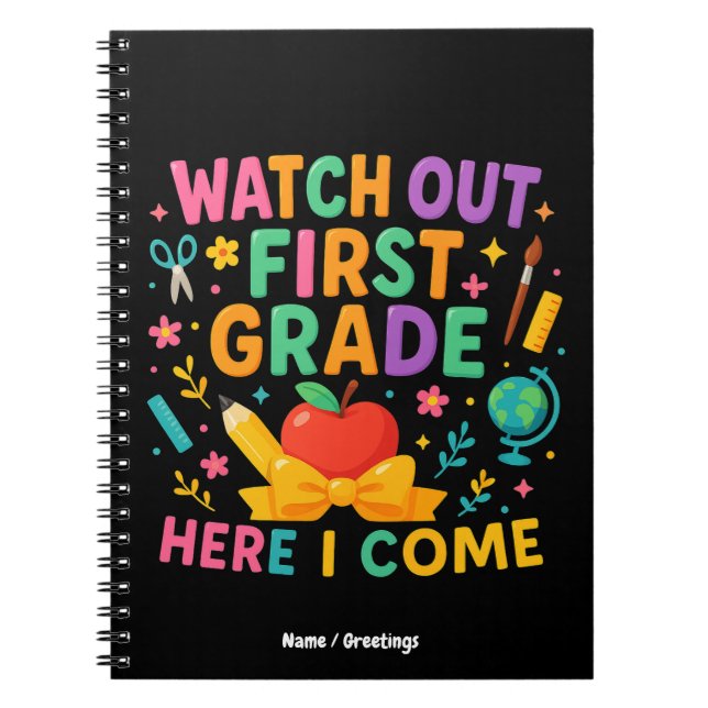 Watch Out First Grade Here I Come Back To School  Notizblock (Vorderseite)