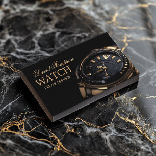 Watch Repair Service Watchmaker Solid Black Visitenkarte