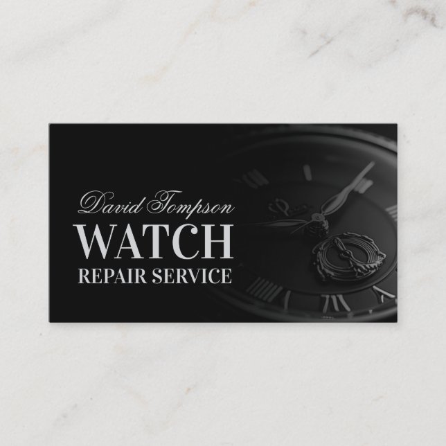 Watch Repair Service Watchmaker Solid Black Visitenkarte (Vorderseite)