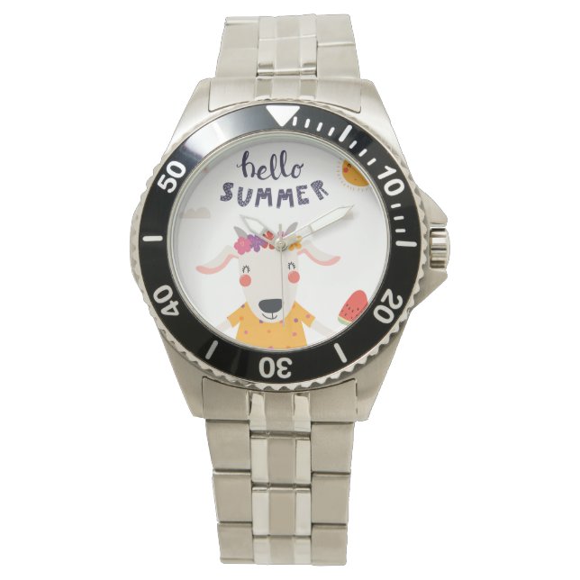 Watch zeigt Hello summer roter Armband Armbanduhr (Vorderseite)