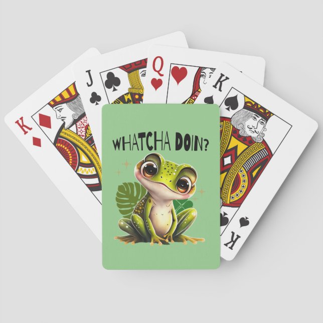 Watcha macht? Funny Curious Frog Spielkarten (Rückseite)