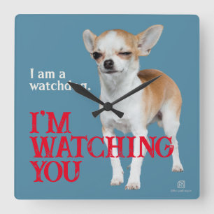 Watchdog Chihuahua - Anpassbar Quadratische Wanduhr