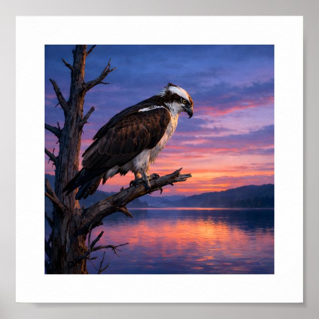Watcher of the Water – Osprey at Dusk Poster (Vorne)