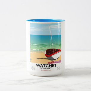Watchet Somerset Vintage-Zugposter Zweifarbige Tasse