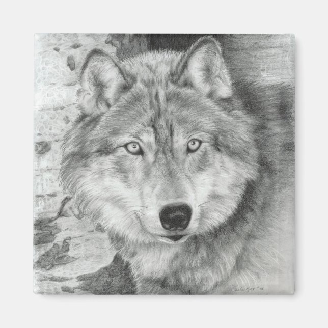 Watchful Eyes Wolf Magnet (Vorne)