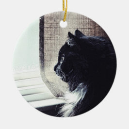 Watchful Kitty Keramik Ornament