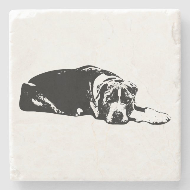 Watchful Pitbull Mix Lying Pose Untersetzer (Vorderseite)