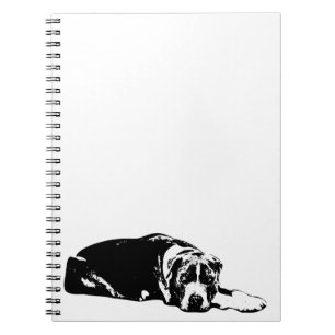 Watchful Pitbull Mix Monochrome Art Notebook Notizblock