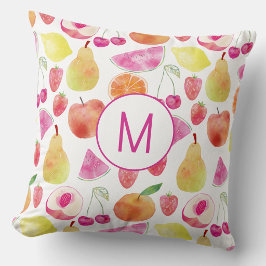 Watecolor Fruit Monogram Kissen