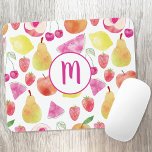 Watecolor Fruit Monogram Mousepad<br><div class="desc">Wasserfarbiges Fruchtmuster mit einem Monogramm. Hübsches,  frisches und farbenfrohes Design für Feinschmecker. Ändern Sie die Initial,  um anzupassen.</div>