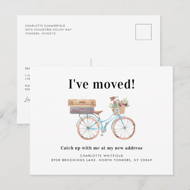 Watecolor New Zuhause Address Moving Ankündigungspostkarte (Vorne/Hinten)