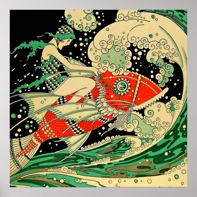 "Water" Art Deco von Jose Carlos Poster (Vorne)