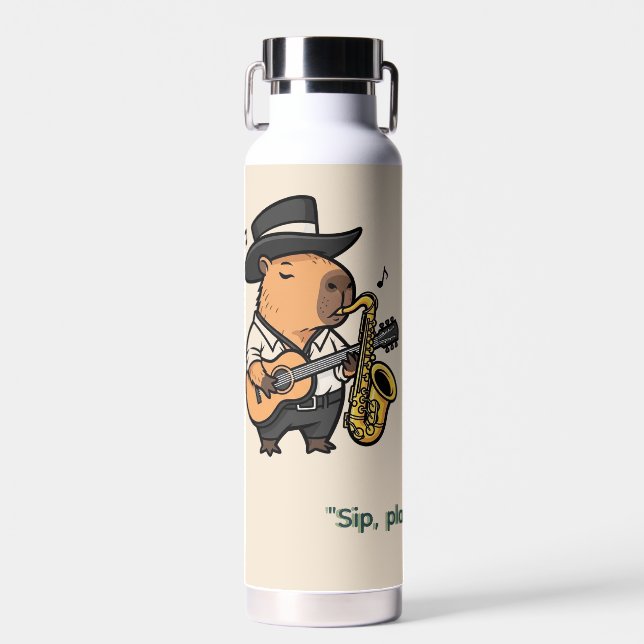 Water Bottle – Capybara Music Flow Trinkflasche (Vorne)