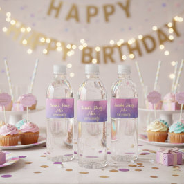 Water Bottle Label Gradient Pink Watercolor 