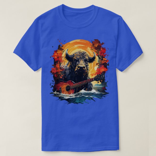 Water Buffalo Gitarre spielen T-Shirt (Design vorne)