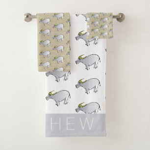 Water Buffalo Illustration Chinesischer Ox-Jahres- Badhandtuch Set