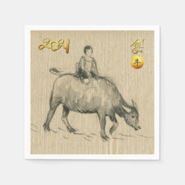 Water Buffalo Kind Chinesisch Ox Jahr 2021 PN Serviette