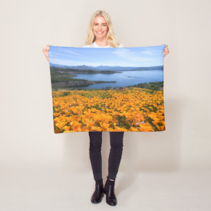 Water California Lake With Golden Poppies Fleecedecke