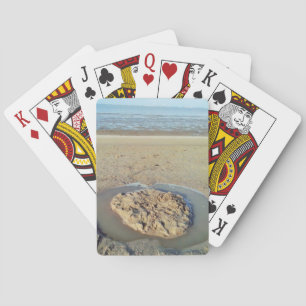 Water Circle in Sand on Beach, Summer Time Spielkarten