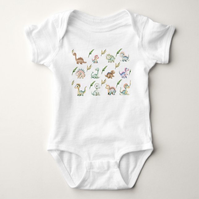  water color Dinosaur T-Shirt Baby Strampler (Vorderseite)