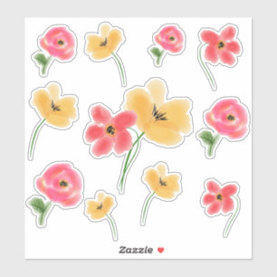 Water Colour Flowers - Aufkleber