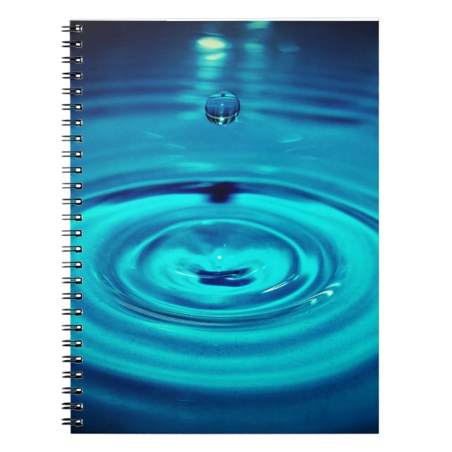 water drop splashing blue ripples splash notizblock (Vorderseite)