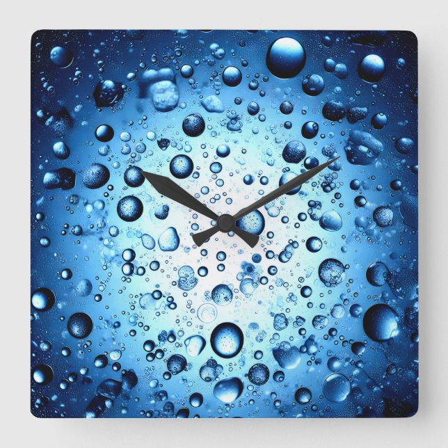 water droplets quadratische wanduhr (Vorderseite)