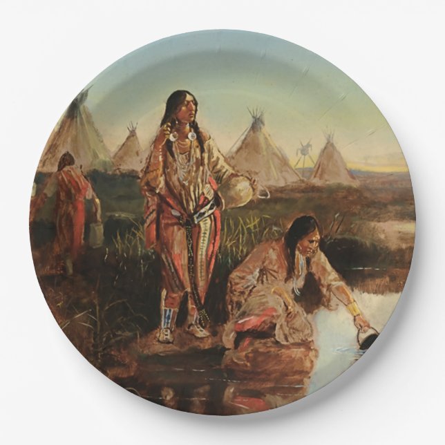"Water for Camp" Cowboy Art von Charles Russell Pappteller (Vorderseite)