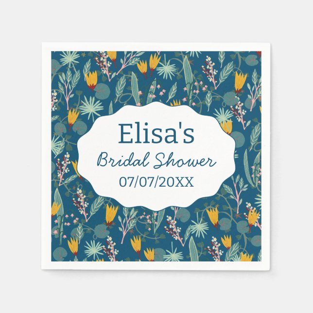 Water Garden Floral Bridal Shower Cute CUSTOM Serviette (Vorderseite)