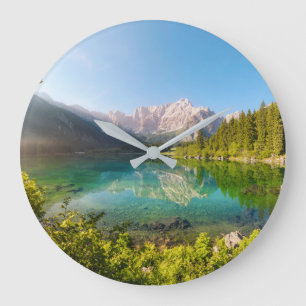 Water Lago di Fusine Mount Gangart Julian Alps Große Wanduhr