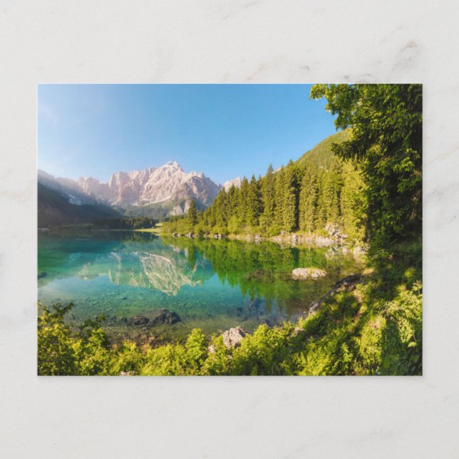 Water | Lago di Fusine Mount Gangart Julian Alps Postkarte (Vorderseite)